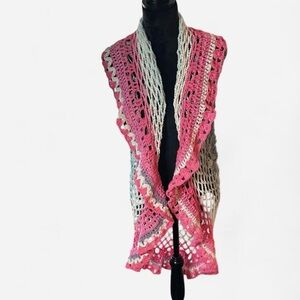 Mandala handmade crochet open vest